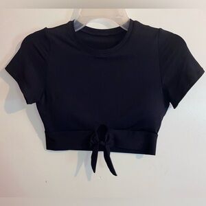 Robin Piccone Black Crop Top With Front Tie Size Medium